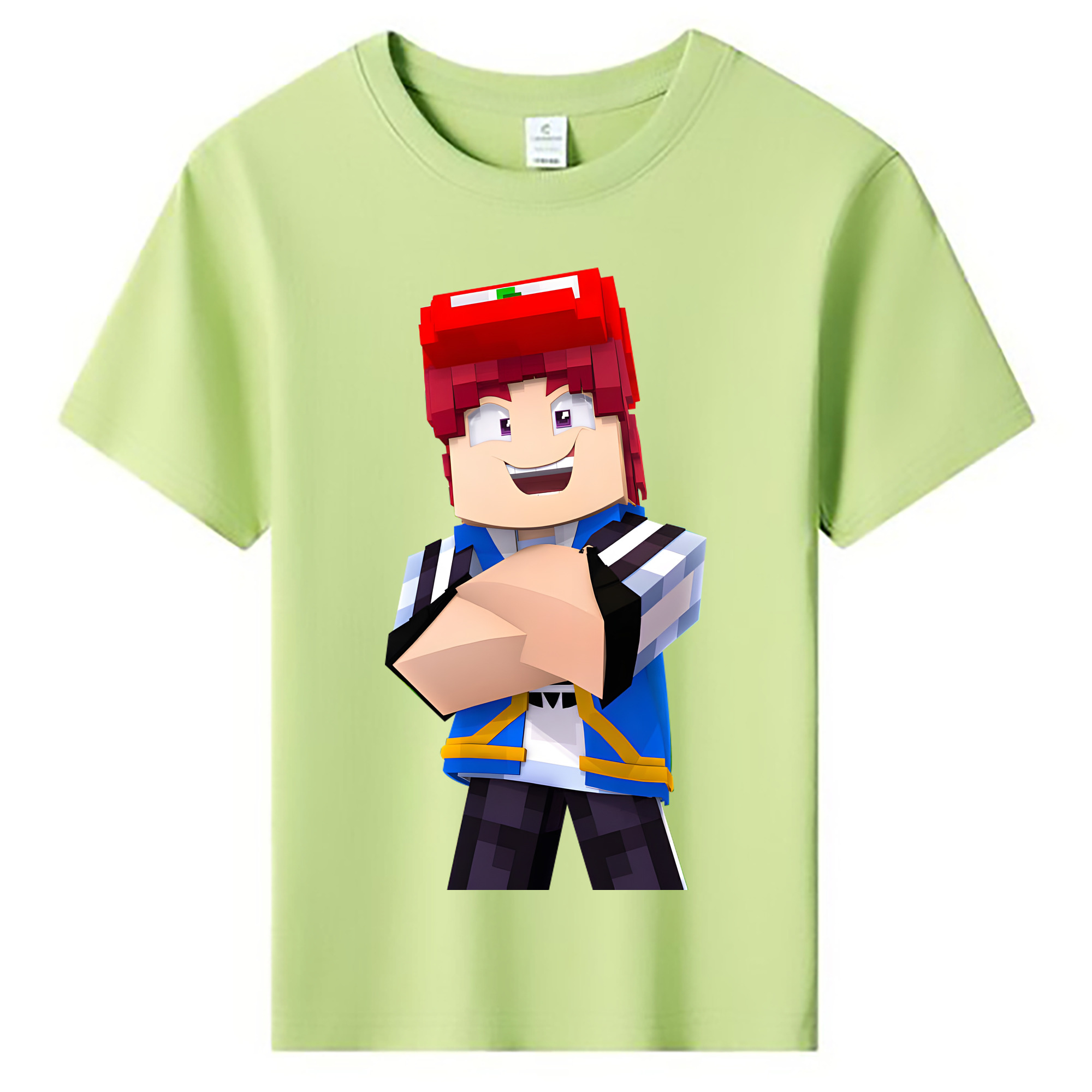 （画像用） マインクラフト ブロックの世界 Minecraft MC Block world 綿100％キッズTシャツ（フロントプリント）